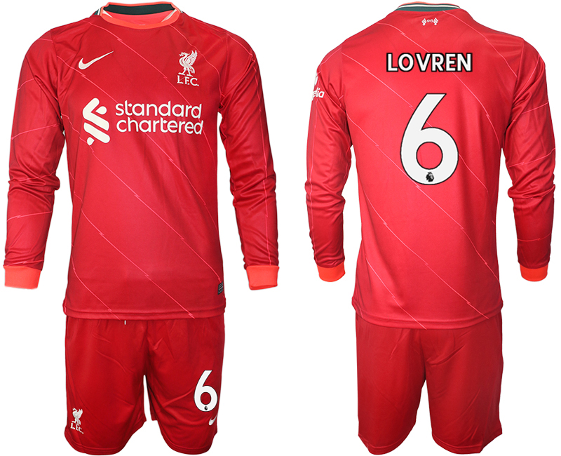 Men 2021-2022 Club Liverpool home red Long Sleeve #6 Soccer Jersey